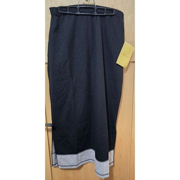 QVC David Dart Black & White Pinstripe Skirt Large Cotton/Polyester - Picture 1 of 6